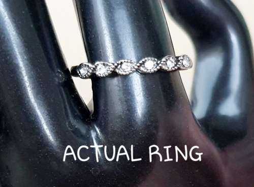 Truly Quaint WHITE CRYSTALS Forget-Me-Not Rings/Bands  - 925 Silver Plated #7