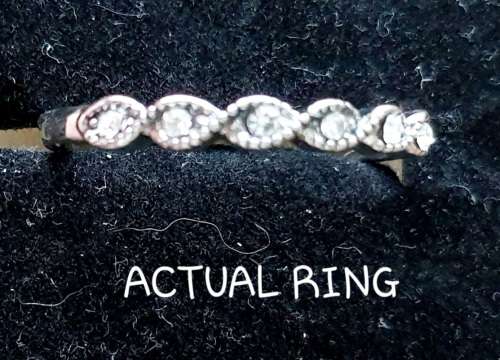 Truly Quaint WHITE CRYSTALS Forget-Me-Not Rings/Bands  - 925 Silver Plated #7
