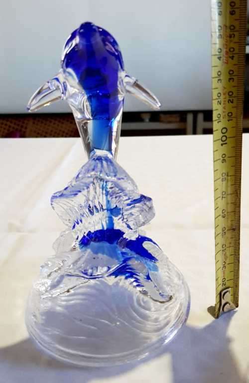 Incredible French Glass Dolphin in the Style of Cristal D'Arques