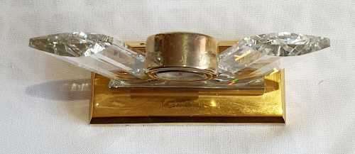 Amazing Art Deco Crystal, Brass & Metal Time Piece - 400g - Working