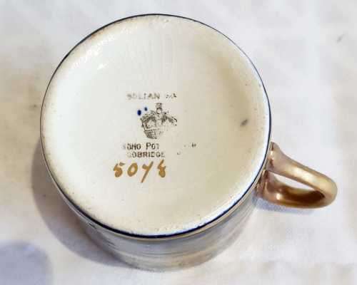 1930 Solian Ware Soho Dark Blue and Gilt Demitasse Duo - Marked - VGC
