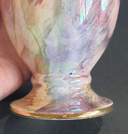 Rare in this condition -1940's Oldcourt Ware Hand Painted Lustre Vase - Gilt Edges - Marked