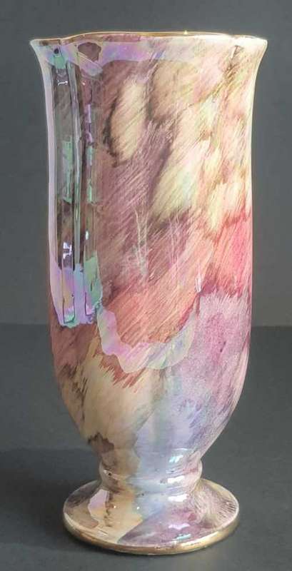 Rare in this condition -1940's Oldcourt Ware Hand Painted Lustre Vase - Gilt Edges - Marked