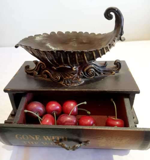Exceptional Jewelry/Trinket Box - 2 Drawers with Decorative Bowl and Cherries on Top - Stunning!!!