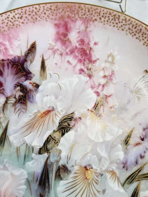Ceramic Art by Lena Liu - Exquisite "Iris Quartet" 1st Issue 1991 - W L George Fine China - Marked