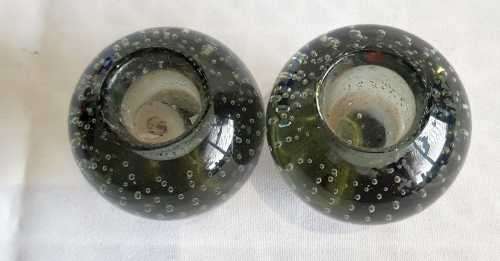 Sensational Pair of Venetian Hand Blown Candle Holders with Bubbles - Great for Load Shedding