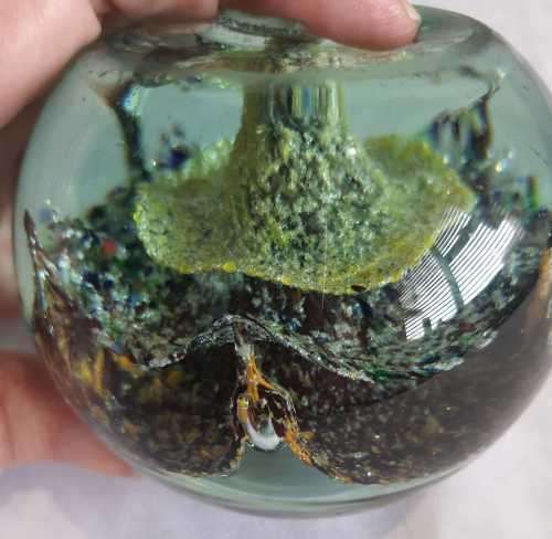 Glass Paperweight with 3 different multicolour explosions and Bubbles - Stunner!!