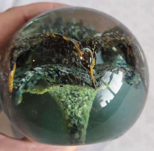 Glass Paperweight with 3 different multicolour explosions and Bubbles - Stunner!!