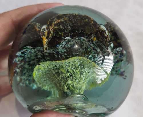 Glass Paperweight with 3 different multicolour explosions and Bubbles - Stunner!!