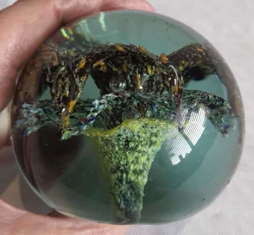Glass Paperweight with 3 different multicolour explosions and Bubbles - Stunner!!