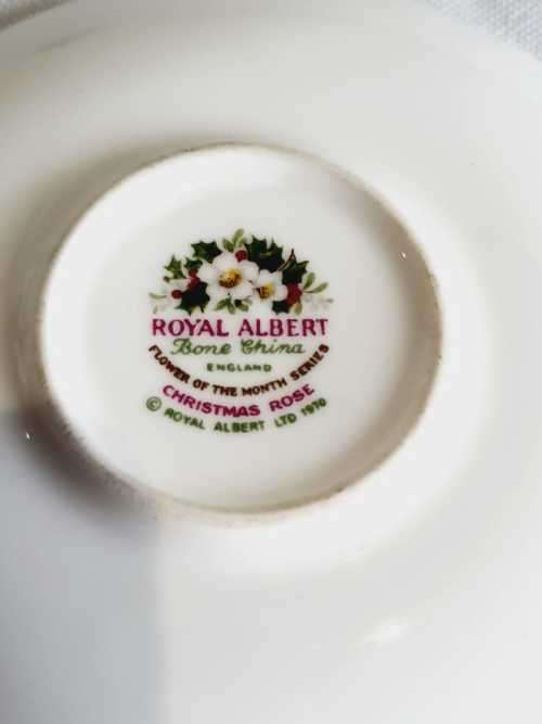 c.70`s Royal Albert Miniature Duo Flower of the Month Series Decembers Christmas Rose - Marked