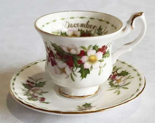 c.70`s Royal Albert Miniature Duo Flower of the Month Series Decembers Christmas Rose - Marked