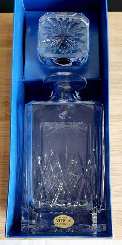 Boxed Hand Cut Vitria Lead Crystal Decanter - Marked - Looks Unused