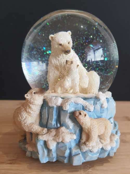 Large Twinkle Musical Snow Globe with Rotating Polar Bears - Highly Collectible - Marked -Read Below