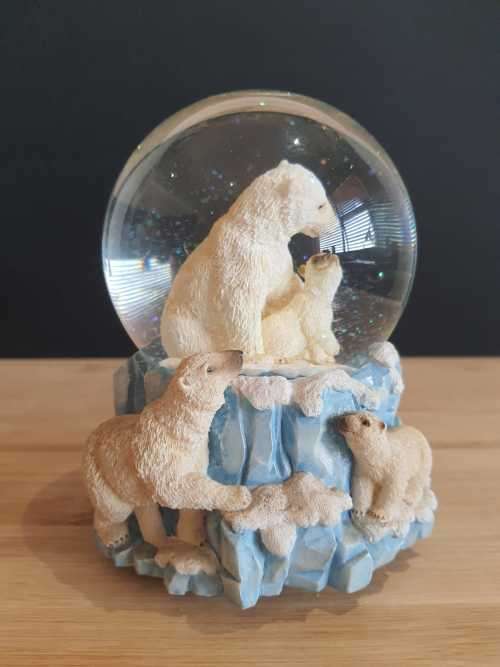 Large Twinkle Musical Snow Globe with Rotating Polar Bears - Highly Collectible - Marked -Read Below