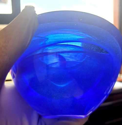 Hand Blown Cobalt Blue Kosta Boda Swirls Tea Light Holder - Marked