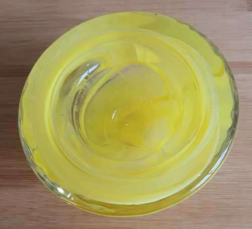 Hand Blown Yellow Kosta Boda Swirls Tea Light Holder - Marked