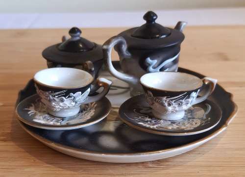 Closing Down - ULTRA RARE Vintage Japanese Blue Eyed Moriage Dragonware 9pc Miniature Tea Set