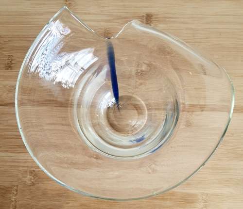 Eye Catching Hand Blown Clear and Blue Abstract Art Glass Sculpture