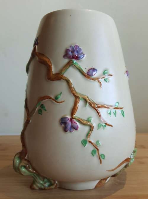 Vintage Clarice Cliff Vase - 989 Shape Cherry Blossom Pattern New Port Potteries c.30`s - Marked