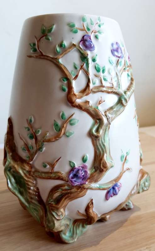 Vintage Clarice Cliff Vase - 989 Shape Cherry Blossom Pattern New Port Potteries c.30`s - Marked