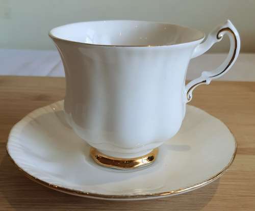 Ultra Rare Vintage Royal Albert Paragon Stoke on Trent White with Gold Trim Duo c.1960 - Marked