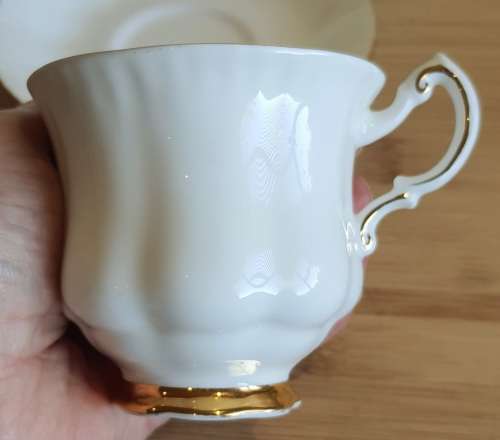 Ultra Rare Vintage Royal Albert Paragon Stoke on Trent White with Gold Trim Duo c.1960 - Marked