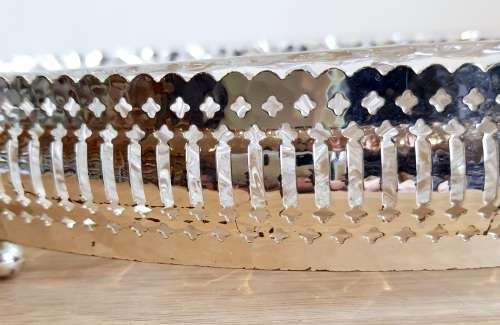 Silver Plated in England Basket with 4 Sectioned Glass Bowl - Marked