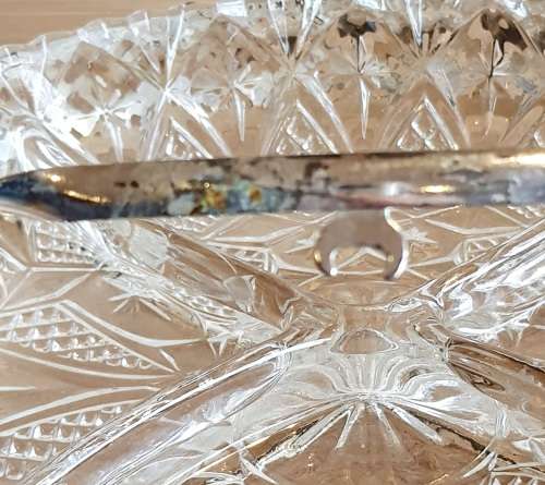 Silver Plated in England Basket with 4 Sectioned Glass Bowl - Marked