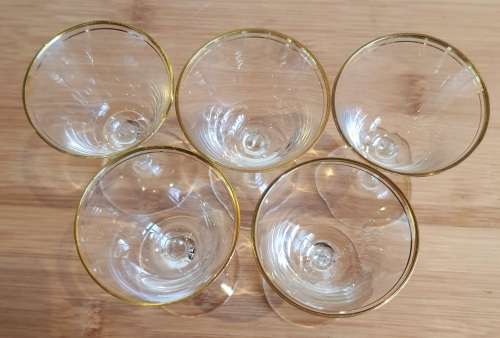 5 Remarkably Delicate Sherry/Port Glasses with 24K Gold Trim