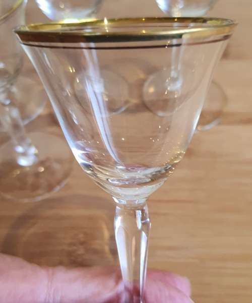 5 Remarkably Delicate Sherry/Port Glasses with 24K Gold Trim