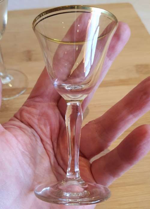 5 Remarkably Delicate Sherry/Port Glasses with 24K Gold Trim