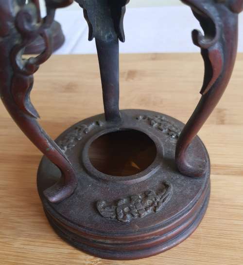 Pair of Large 19th Century Japanese Bronze Censers with Phoenix Decor from Meiji Era