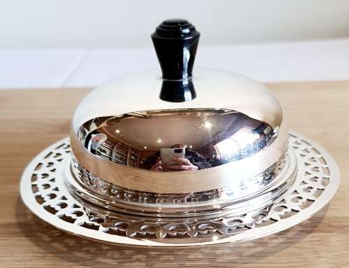 Vintage Angora EPNS Made in England Butter Dish with Original Glass Inside - Marked