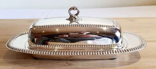 Vintage EMESS Silverware Silver Plated Butter Dish with Original Glass Inside - Marked