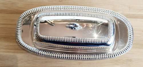 Vintage EMESS Silverware Silver Plated Butter Dish with Original Glass Inside - Marked