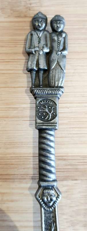 2 Antique Rein Zinn Pewter from Germany Small Serving Spoons - Marked