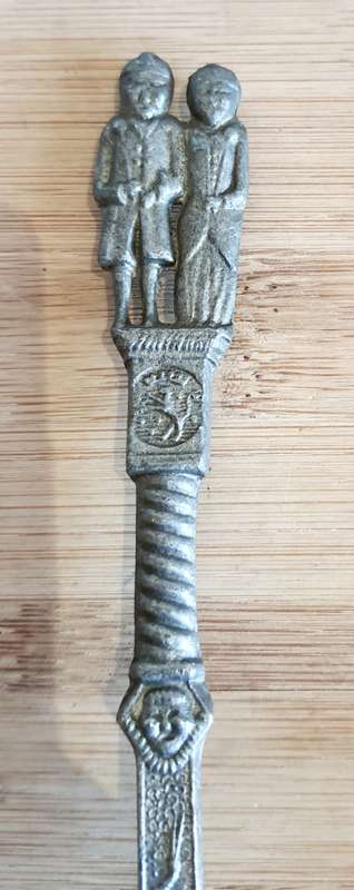 2 Antique Rein Zinn Pewter from Germany Small Serving Spoons - Marked