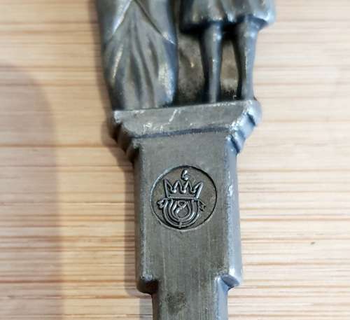 2 Antique Rein Zinn Pewter from Germany Small Serving Spoons - Marked