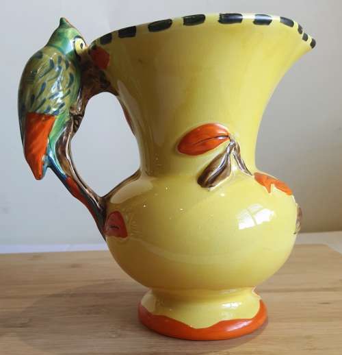 Eye Catching 22cm WADEHEATH Jug with Gorgeous Bird Handle c.`34 - Marked
