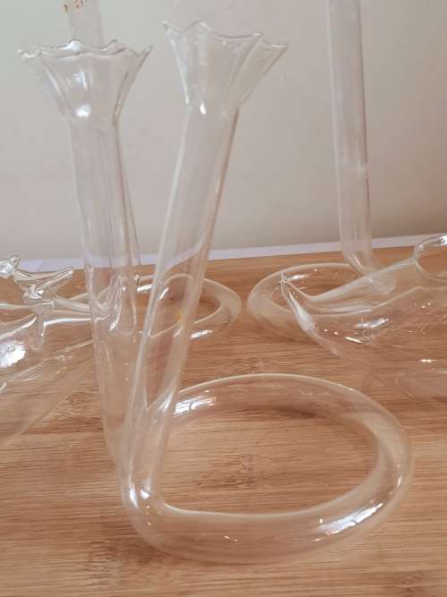 From Yesteryear - 5 Vintage Paper Thin Glass Pieces - 3 Vases and 2 Swans