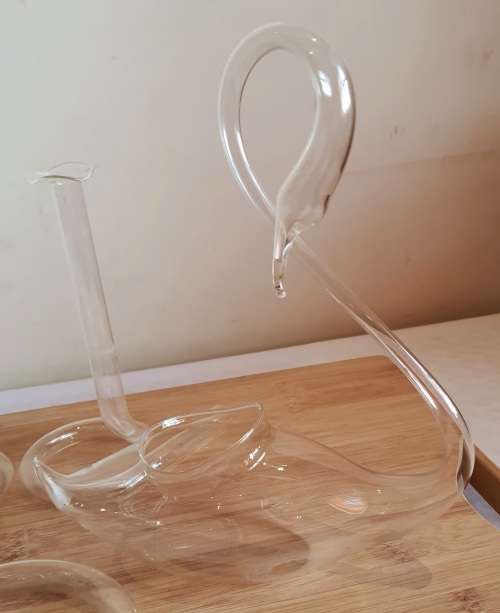 From Yesteryear - 5 Vintage Paper Thin Glass Pieces - 3 Vases and 2 Swans