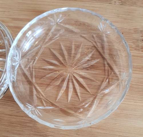 Glass Dresser Tray with Powder Container,Lid and Puff as Well as Ring Holder with Lid