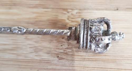 Highly Ornate Silver Coloured Metal 12.5cm Spoon with 3D Crown