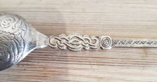 Highly Ornate Silver Coloured Metal 12.5cm Spoon with 3D Crown