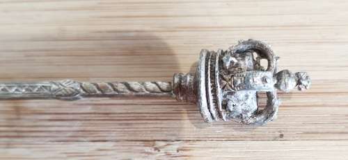 Highly Ornate Silver Coloured Metal 12.5cm Spoon with 3D Crown