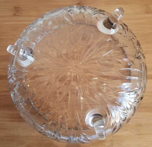 Large Heavy 2.454kg Star of David Crystal Footed Rose Bowl - Marked
