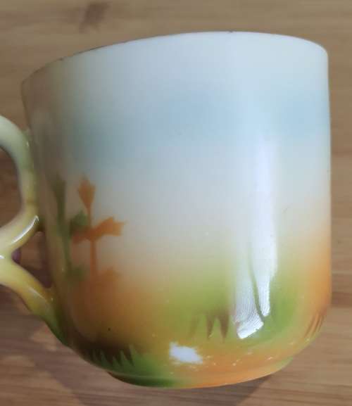 Eye Catching Pair Demitasse Duos, Sugar Bowl and Biscuit Plate in Eggshell Porcelain - 1 Bid for ALL