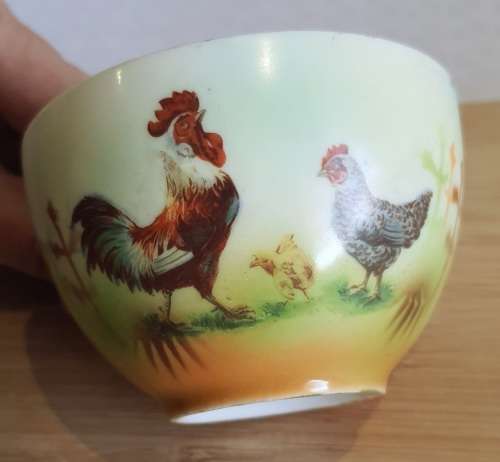 Eye Catching Pair Demitasse Duos, Sugar Bowl and Biscuit Plate in Eggshell Porcelain - 1 Bid for ALL