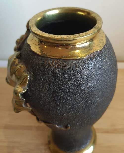 Impressive 19th Century Japanese Bronze Grape Vase from Meiji Era - Marked